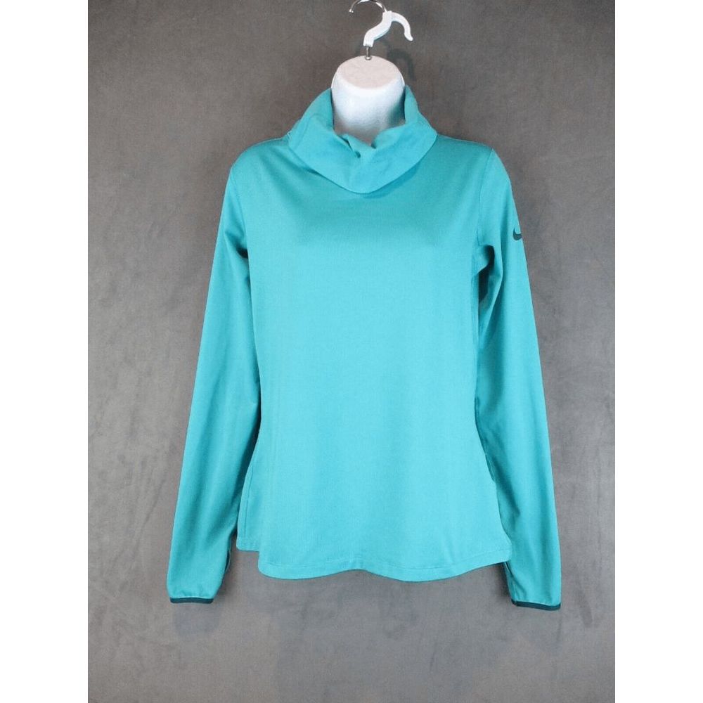NEW Womens Size S NIKE PRO Dri-Fit Longsleeve Cowl Neck Top Teal Blue 620415-388